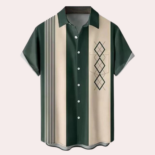 Herrenhemd Kurzarm Retro Klassisch Bequem Baumwolle-1
