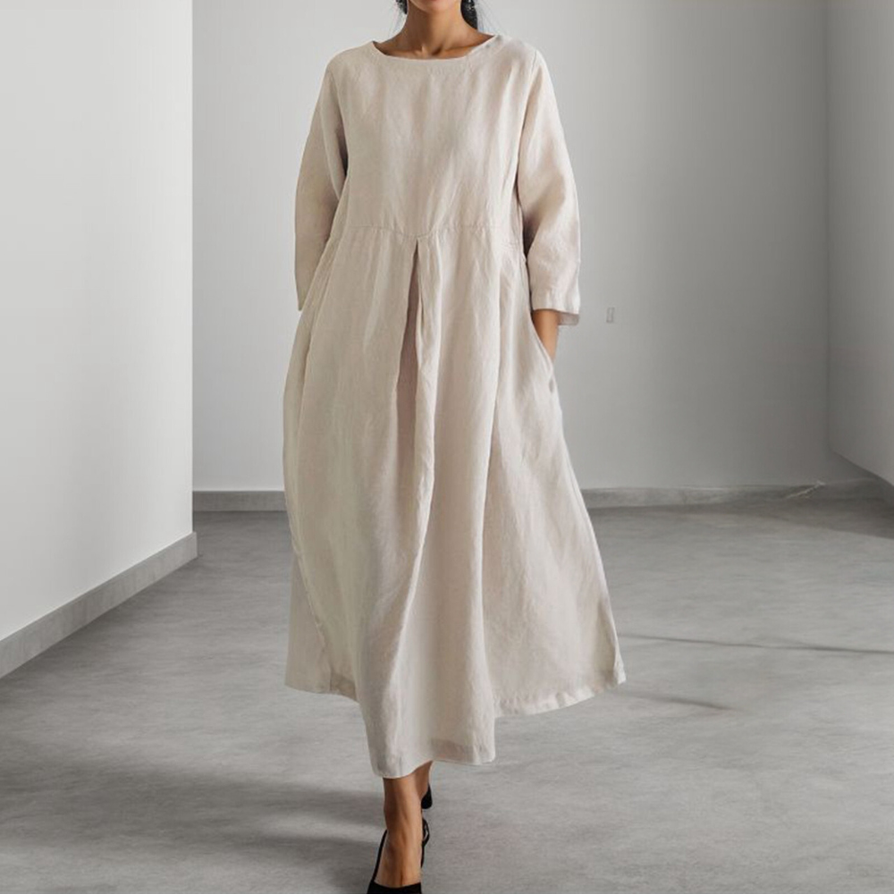 Variant image for Damen Kleid Apricot Größe M Baumwolle - Sommerkleid für Eleganz und Komfort-6