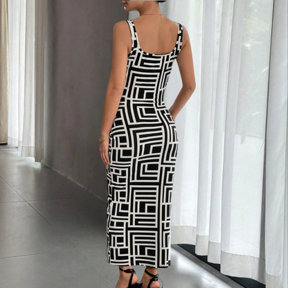 Geometrisches Bodycon Damenkleid - Festliches Kleid Für Eleganz und Stil-4