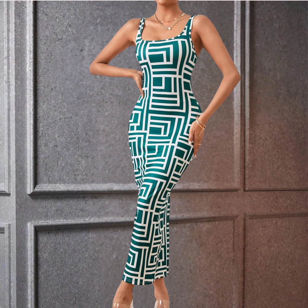 Variant image for Geometrisches Bodycon Damenkleid - Festliches Kleid Für Eleganz und Stil-16