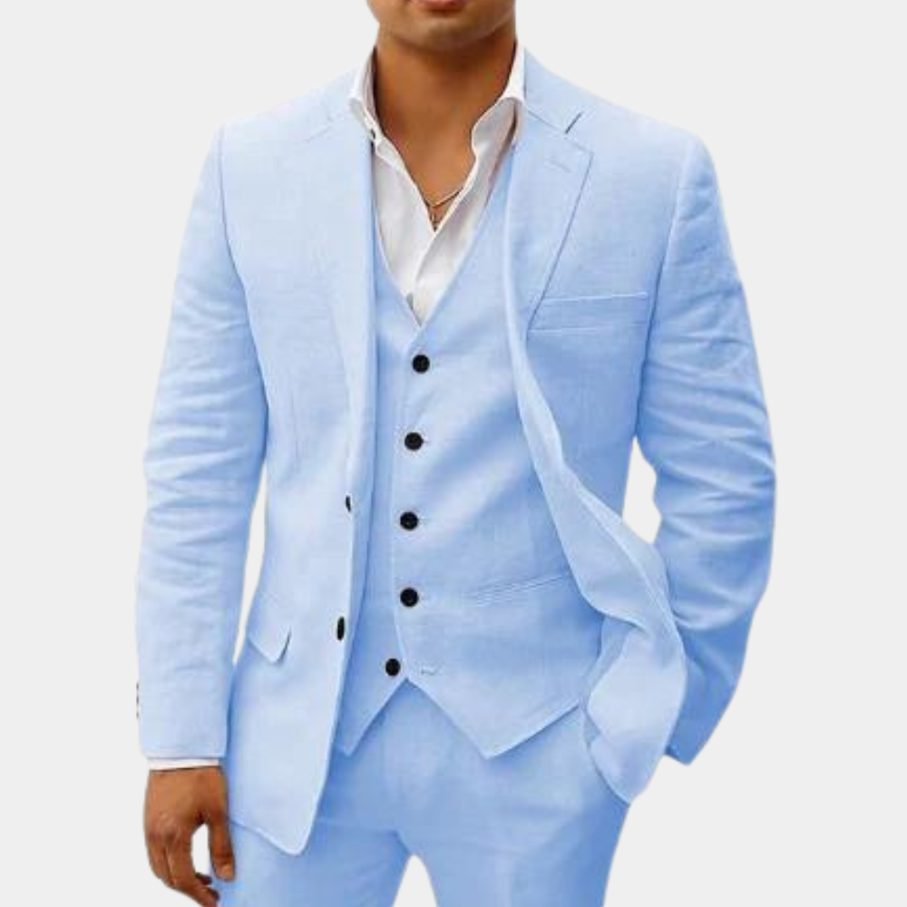 Variant image for Lorenz - Elegant Men's Summer Suit Set with Blazer, Vest, and Pants-16