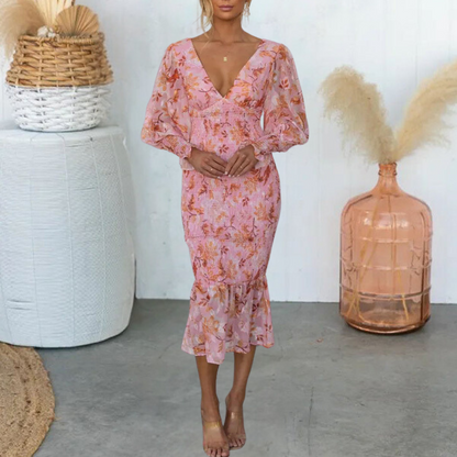 Damen Kleid Grün Größe M Baumwolle Blumendruck-2