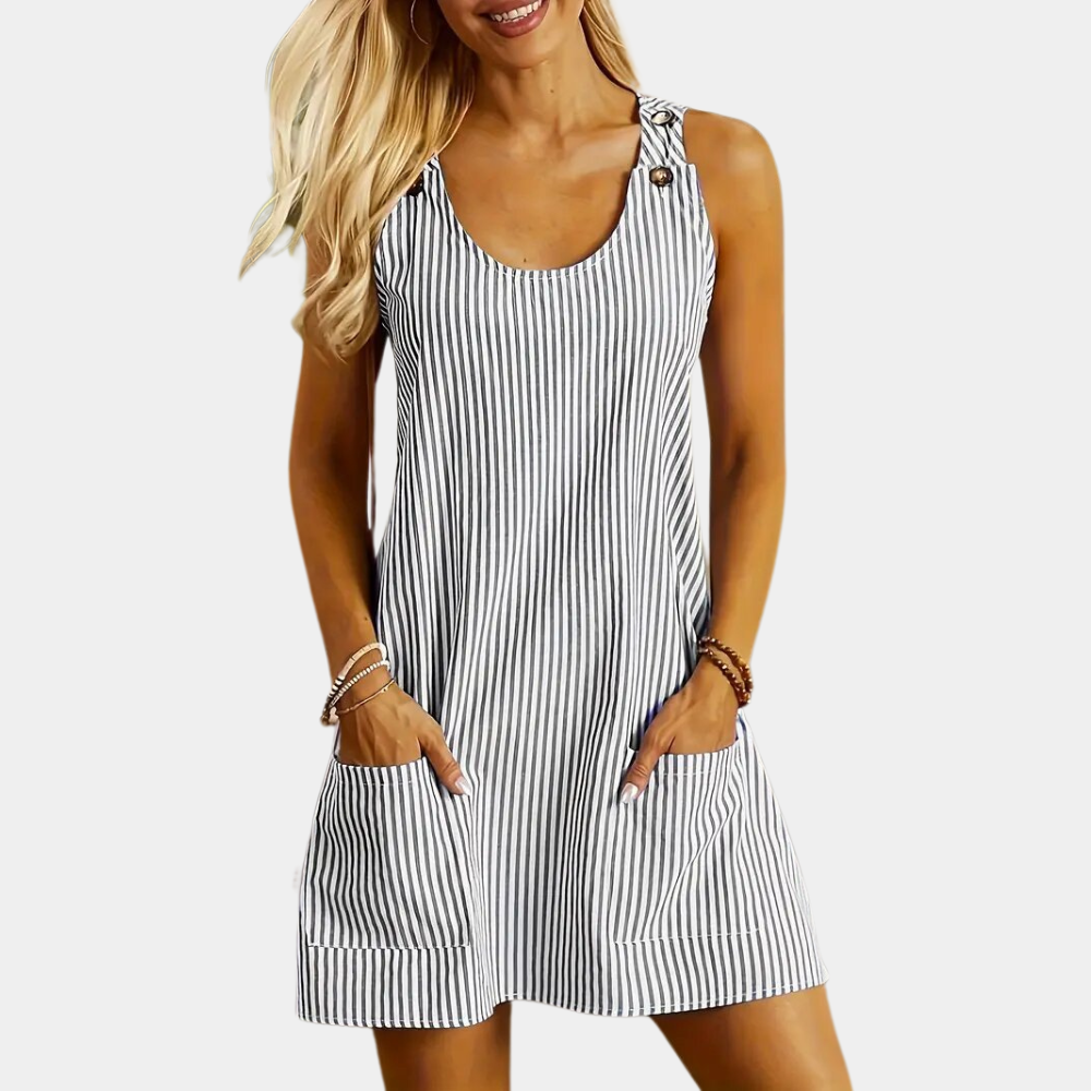 Ärmelloses Gestreiftes Sommer-Minikleid Damen - Bequemer Stoff, Vielseitig, Schmeichelhafte Passform-2