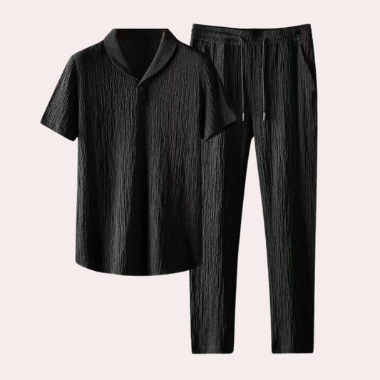 Herren Set Schwarz Größe M Polyester – Sommer Two-Piece Set für Männer-1