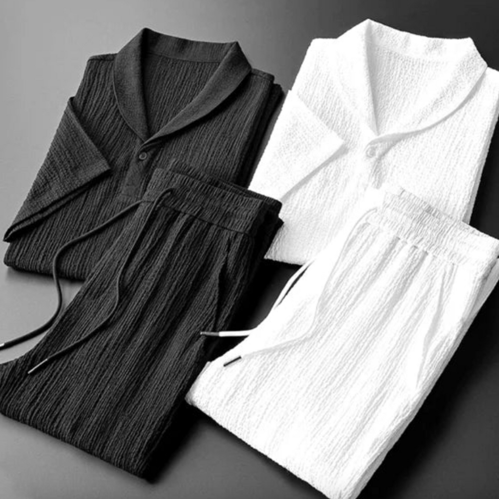Herren Set Schwarz Größe M Polyester – Sommer Two-Piece Set für Männer-2