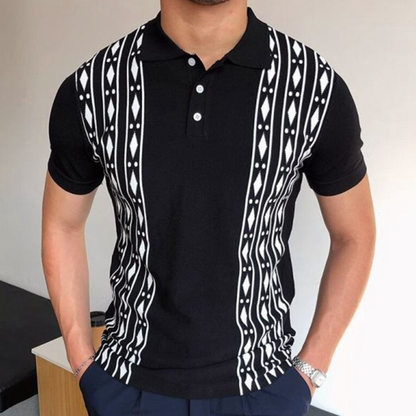 Herren Polo Shirt Auffälliges Muster Bequem Baumwolle-2