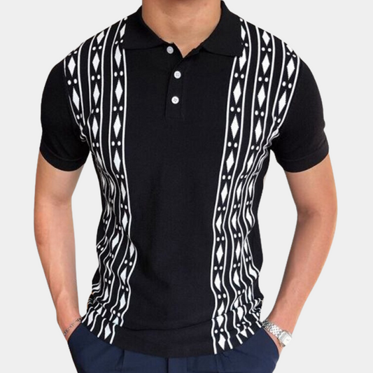 Herren Polo Shirt Auffälliges Muster Bequem Baumwolle-1