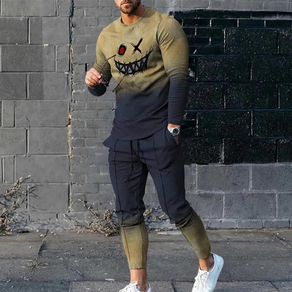 Herren Set Blau Größe M Baumwolle 2-teiliges Sommer Outfit-3