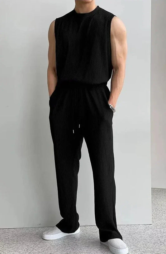 Damen Sommer Set Zweiteiler Hose und Oberteil Ärmellos Atmungsaktiv-1