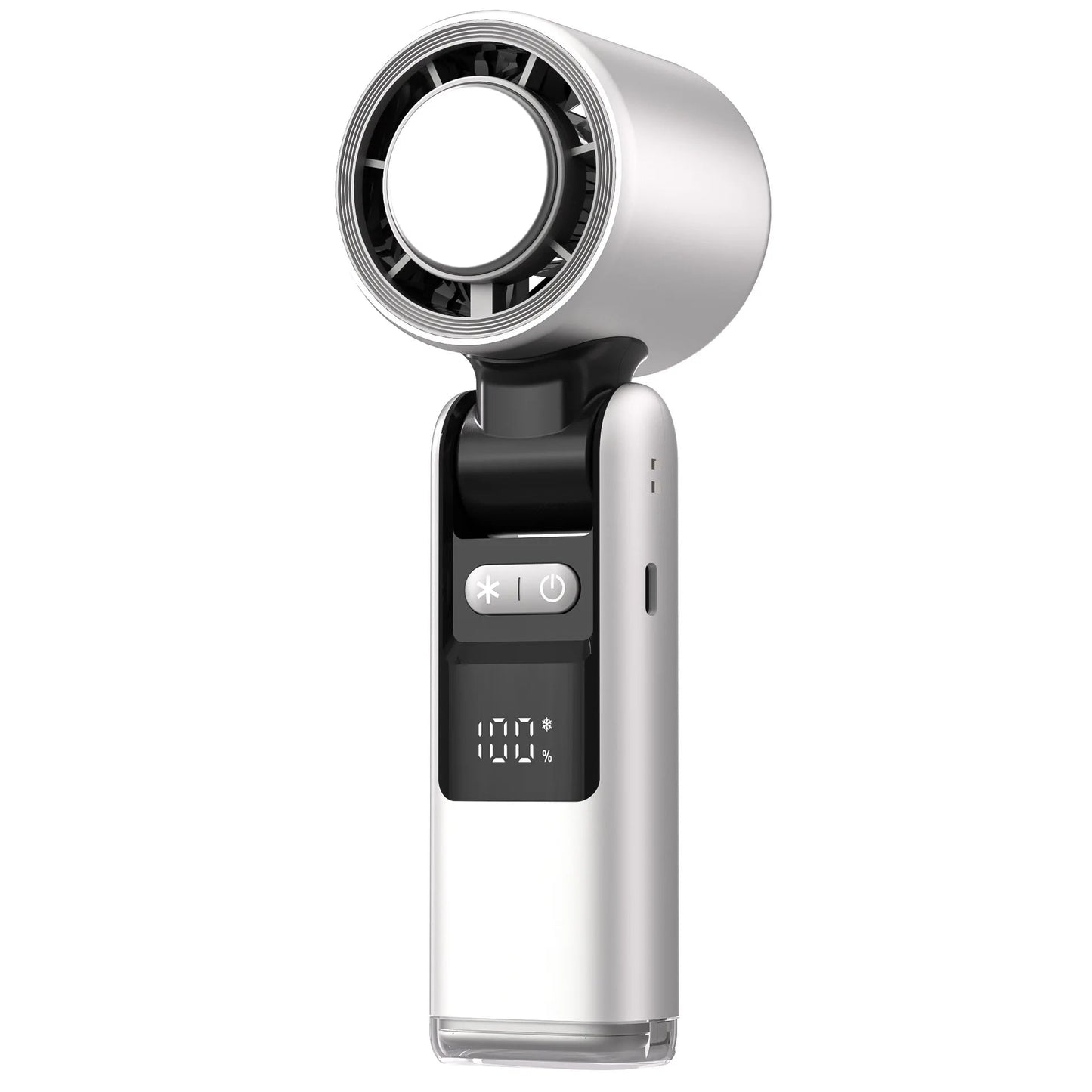 Cooliox Mini-Handventilator | 100 Windräder & Digitalanzeige | Faltbar & USB-Ladeleiste | 4000mAh Akku 0