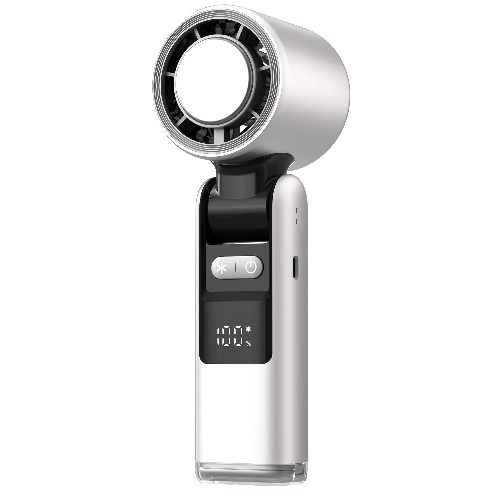 Cooliox Mini-Handventilator | 100 Windräder & Digitalanzeige | Faltbar & USB-Ladeleiste | 4000mAh Akku 0