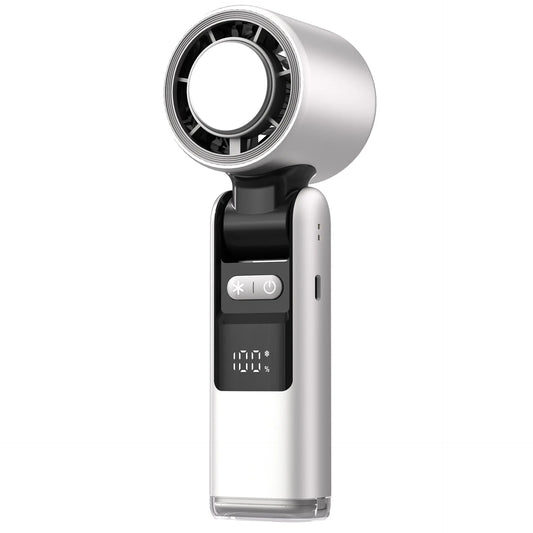 Cooliox Mini-Handventilator | 100 Windräder & Digitalanzeige | Faltbar & USB-Ladeleiste | 4000mAh Akku 0