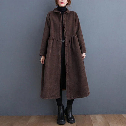 Cordmantel für Damen – Oversize-Passform – Button-Down – Wadenlang – Gerippte Textur 3