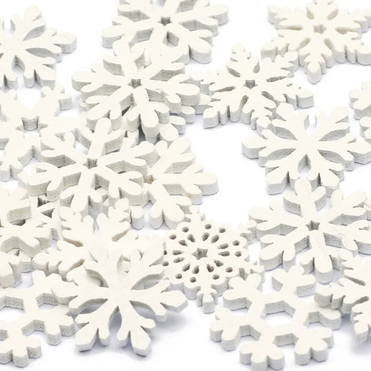 CraftyWinter | Weiße Schneeflocken aus Holz 0