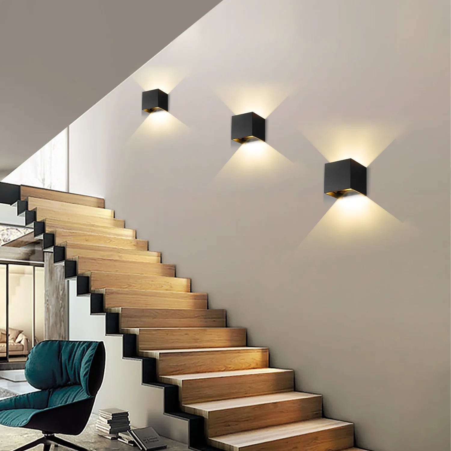 CubeGlow Wandlicht LED mit Bewegungssensor – Stilvolles Badezimmerlicht für Flure und Treppen, 5W, 4000K 0