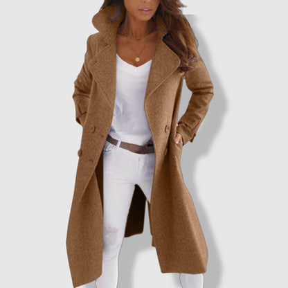 Damen-Trenchcoat – Wollmischung – Zweireihig – Breites Revers – Lange, elegante Passform 1