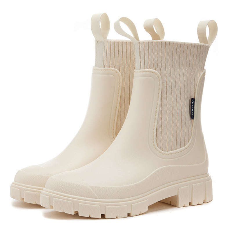 Damen Gummistiefel Wasserfest Leicht Antislip Sohle Elegantes Design 0