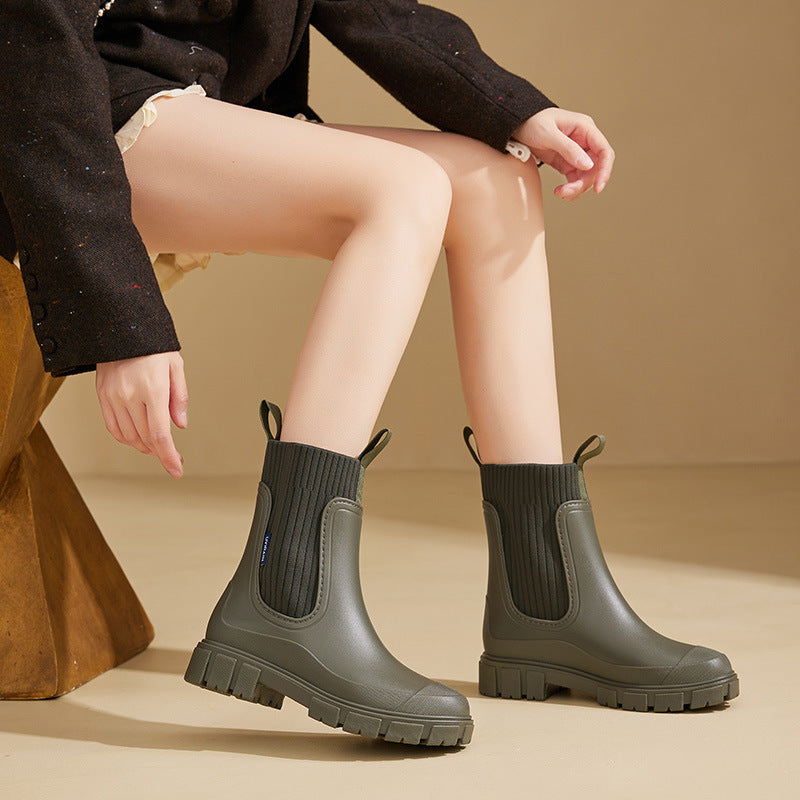 Damen Gummistiefel Wasserfest Leicht Antislip Sohle Elegantes Design 1