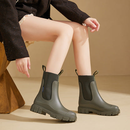 Damen Gummistiefel Wasserfest Leicht Antislip Sohle Elegantes Design 1