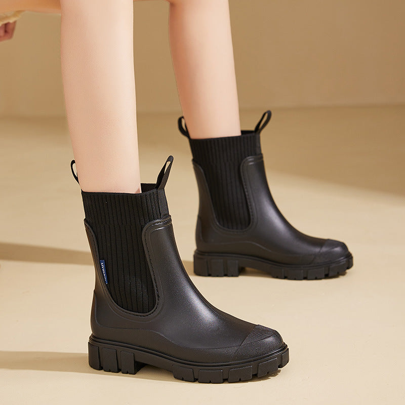 Damen Gummistiefel Wasserfest Leicht Antislip Sohle Elegantes Design 2