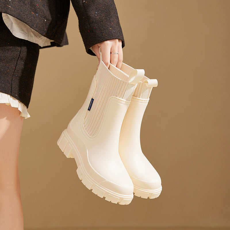 Damen Gummistiefel Wasserfest Leicht Antislip Sohle Elegantes Design 3