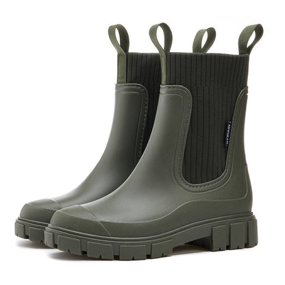 Damen Gummistiefel Wasserfest Leicht Antislip Sohle Elegantes Design 6