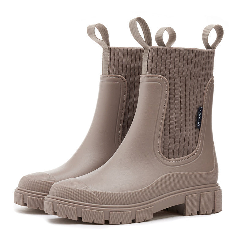 Damen Gummistiefel Wasserfest Leicht Antislip Sohle Elegantes Design 7