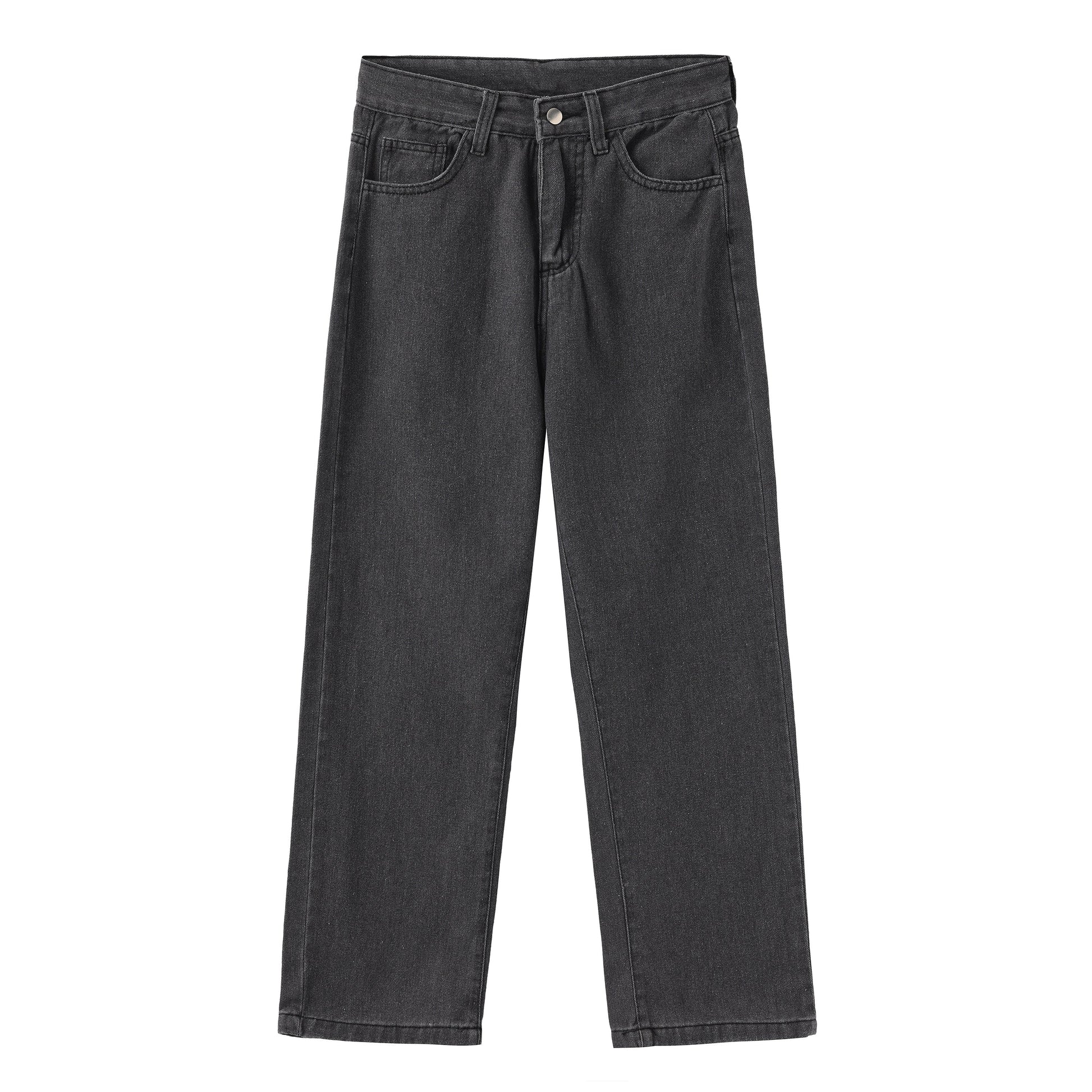 Damen Jeans Hohe Taille Gerade Stretchmaterial Klassisch Schwarz 0