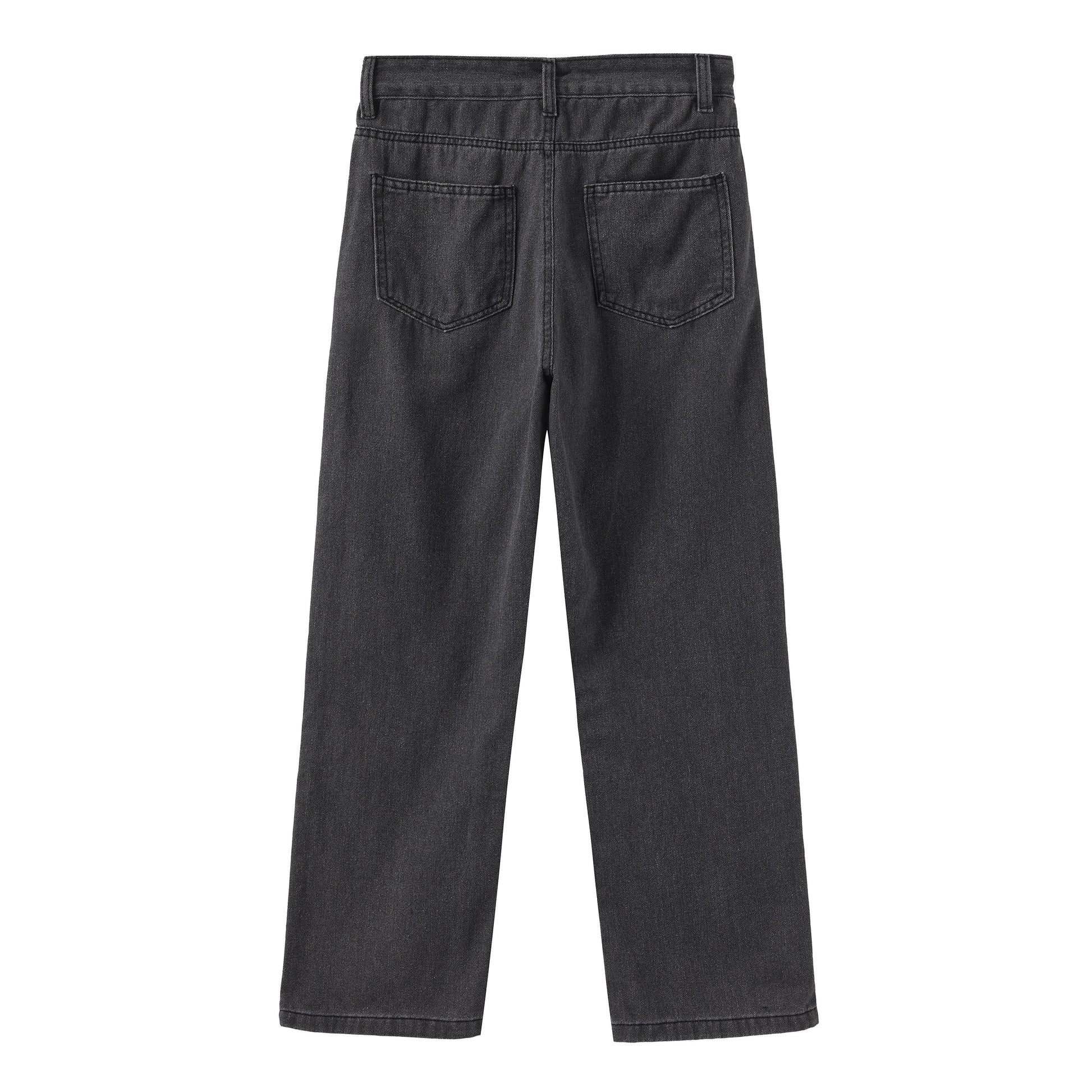 Damen Jeans Hohe Taille Gerade Stretchmaterial Klassisch Schwarz 1