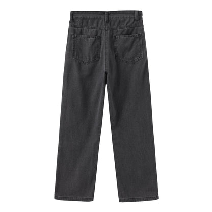 Damen Jeans Hohe Taille Gerade Stretchmaterial Klassisch Schwarz 1