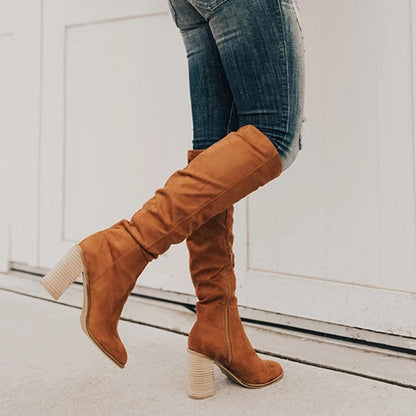 Damen Kniestiefel aus Wildleder mit Hohem Absatz – Elegante und Bequeme Stiefel für Jeden Anlass 1