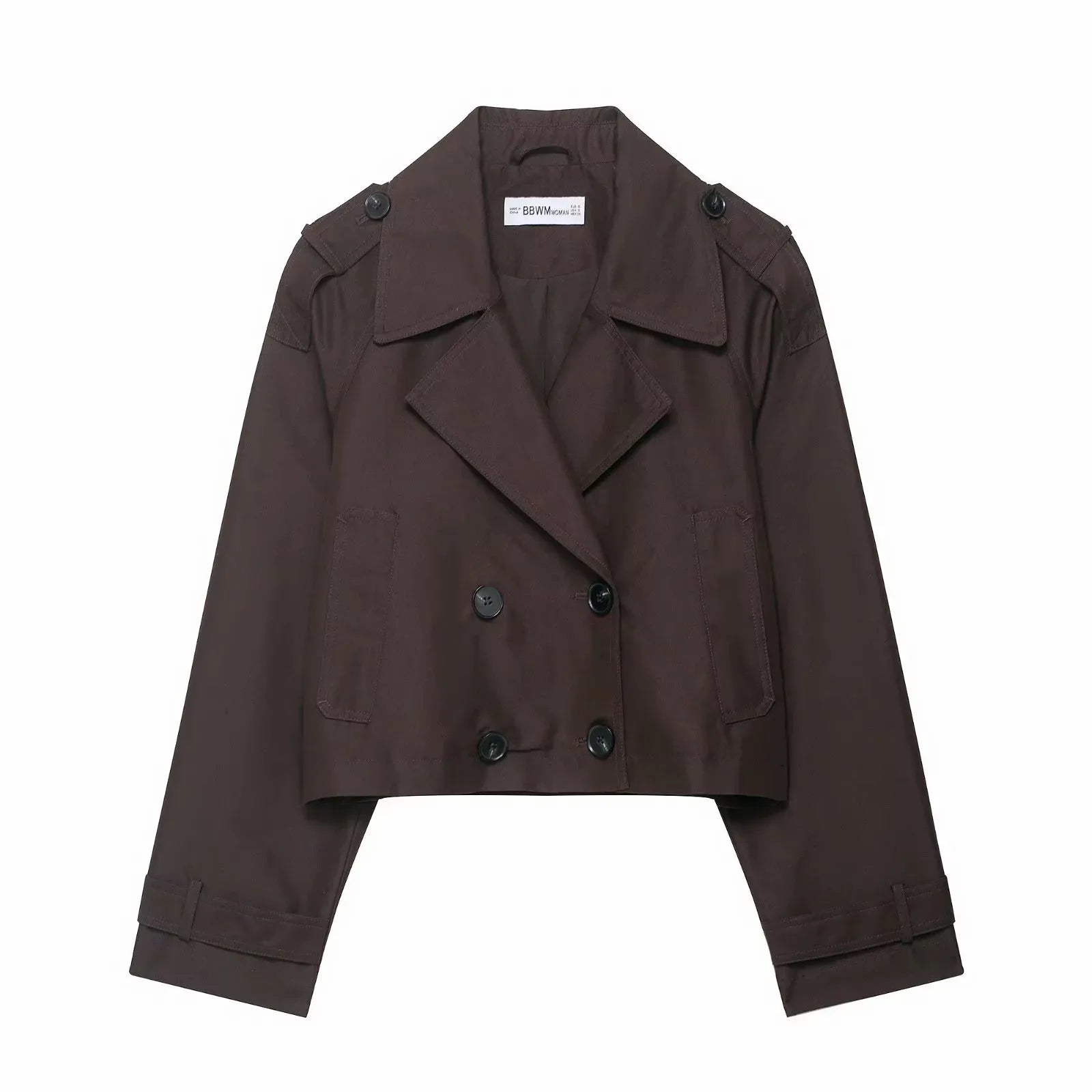 Damen Kurz Trenchcoat mit Revers – Doppelreiher, Taschen, ideal für Herbst/Winter Mäntel Damen 7
