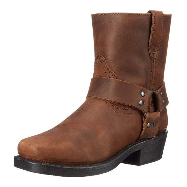 Damen Mid-Cut Lederbikerstiefel Schwarz mit Gurt – Stilvolle und Robuste Stiefel für Alltag und Freizeit 1