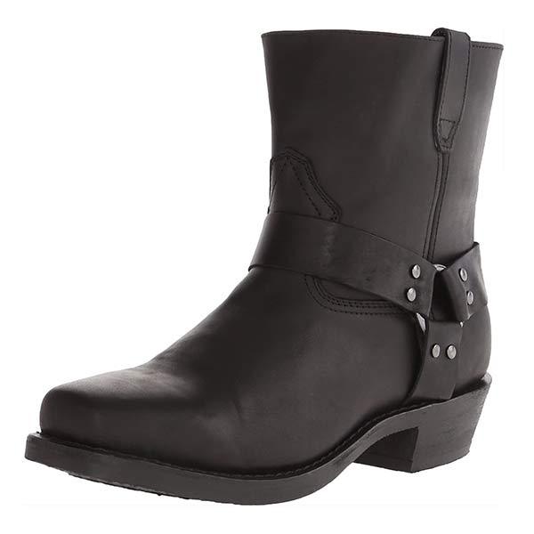 Damen Mid-Cut Lederbikerstiefel Schwarz mit Gurt – Stilvolle und Robuste Stiefel für Alltag und Freizeit 7
