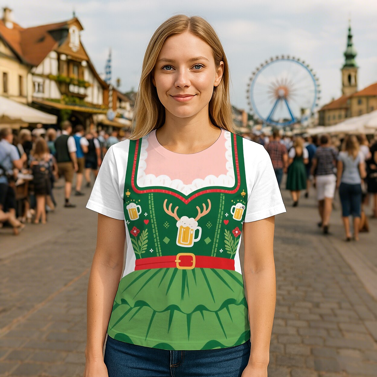 Damen Oktoberfest Dirndl Grafik T-Shirt 6