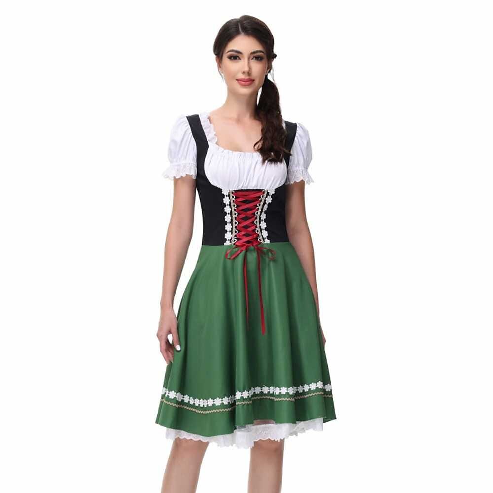 Damen Oktoberfest Dirndlkleid Kostüm mit Bluse 7
