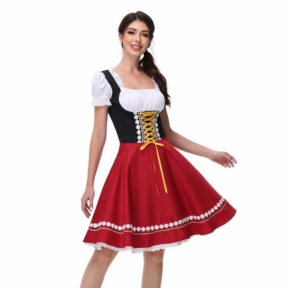 Damen Oktoberfest Dirndlkleid Kostüm mit Bluse 9