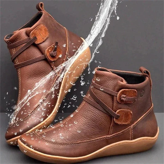 Damen Orthopädische Stiefel Braun Wasserdicht Leder 0