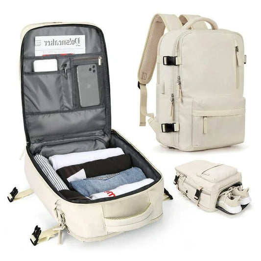 Damen Rucksack Wasserfest Groß Mit USB-Anschluss Für Wandern Und Reisen Nylon 35L 0