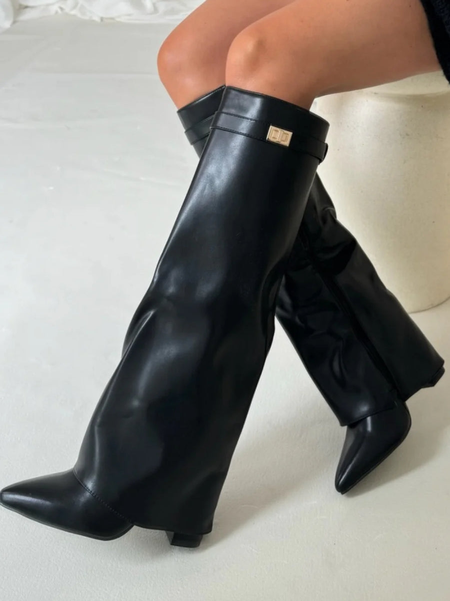 Damen Stiefel Kniehoch Elegantes Design Schwarze Stiefel Hochwertiges Material 9