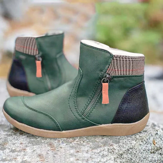 Damen Stiefel Schwarz Wasserdicht Orthopädisch Leder mit Rutschfester Sohle 0