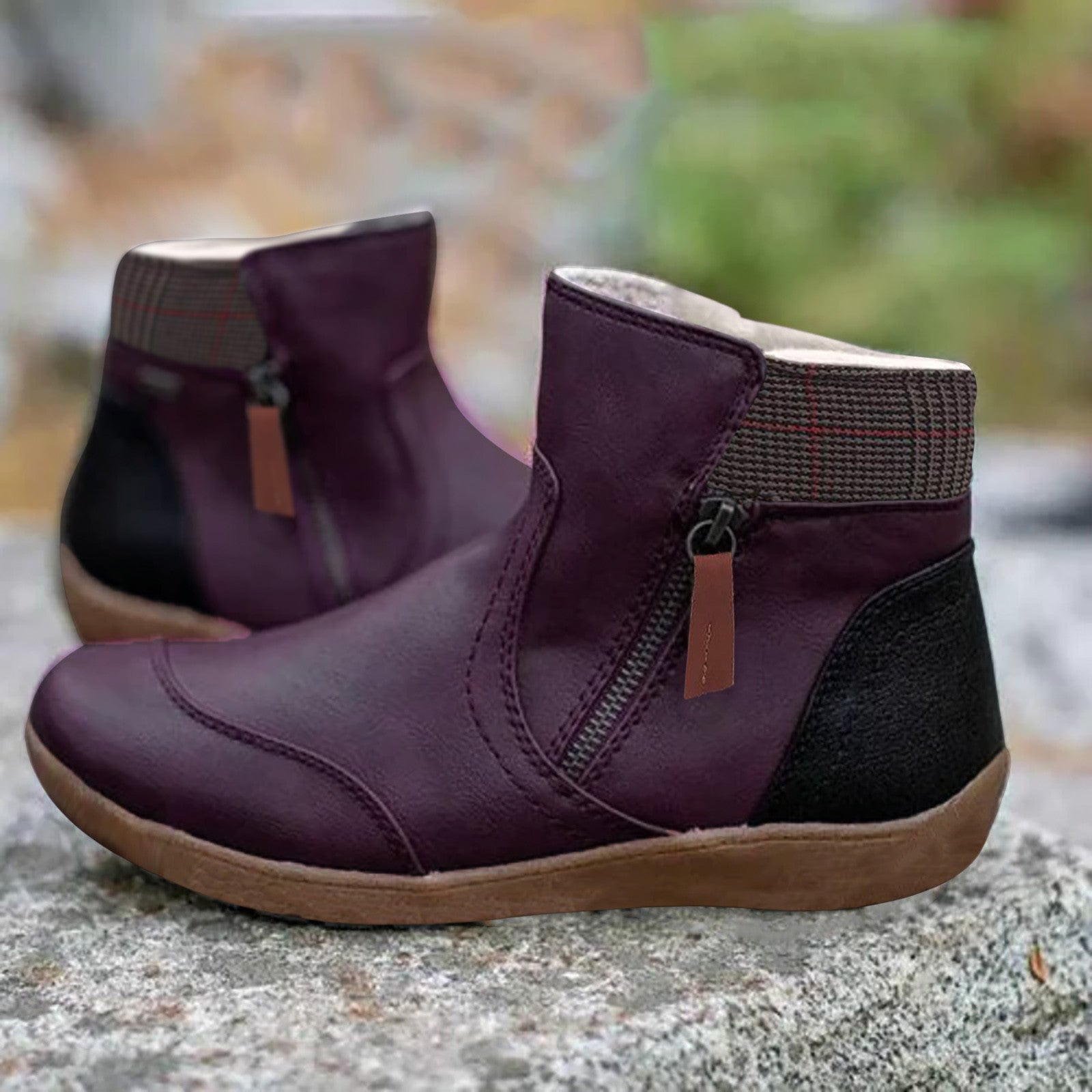 Damen Stiefel Schwarz Wasserdicht Orthopädisch Leder mit Rutschfester Sohle 3
