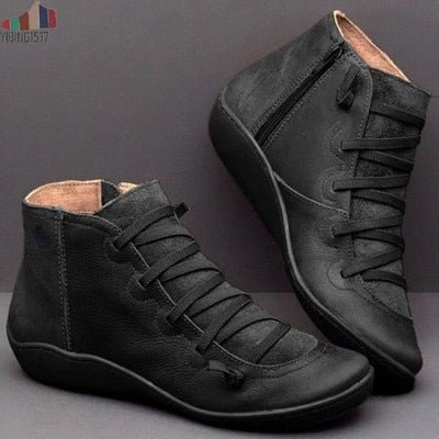 Damen Stiefeletten Grün PU-Leder Mit Reißverschluss Warm Und Wasserdicht 4