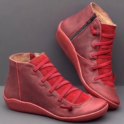 Damen Stiefeletten Grün PU-Leder Mit Reißverschluss Warm Und Wasserdicht 7