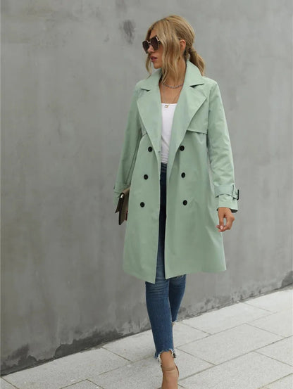 Damen Trenchcoat Schwarz Klassisch Wasserabweisend Baumwollmischung Kurz 3