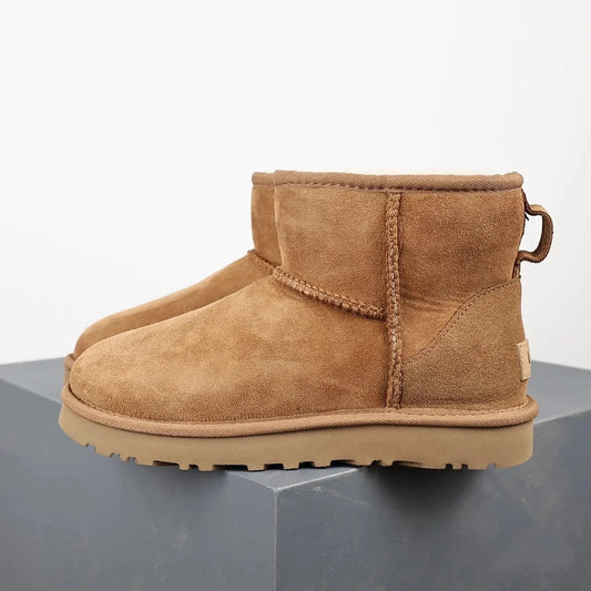 Damen Ultra Mini Plateaustiefel – Gemütliche braune Stiefeletten mit warmem Fellfutter für den Winter 0