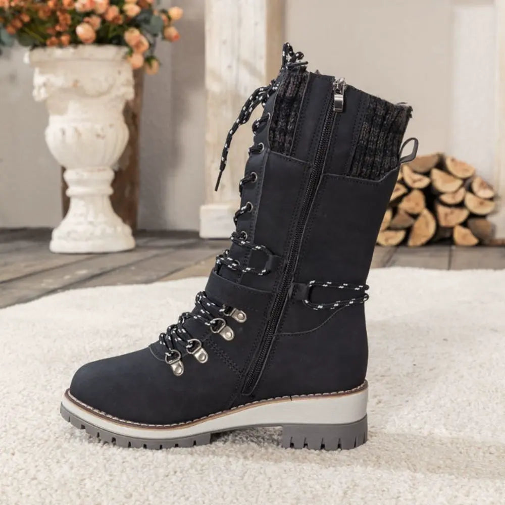 Damen Winterstiefel mit Gestrickter Manschette und Anti-Rutsch-Sohle – Warme Winterschuhe für Stil und Komfort 2