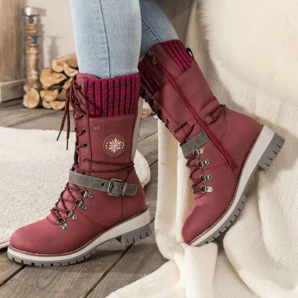 Damen Winterstiefel mit Gestrickter Manschette und Anti-Rutsch-Sohle – Warme Winterschuhe für Stil und Komfort 3
