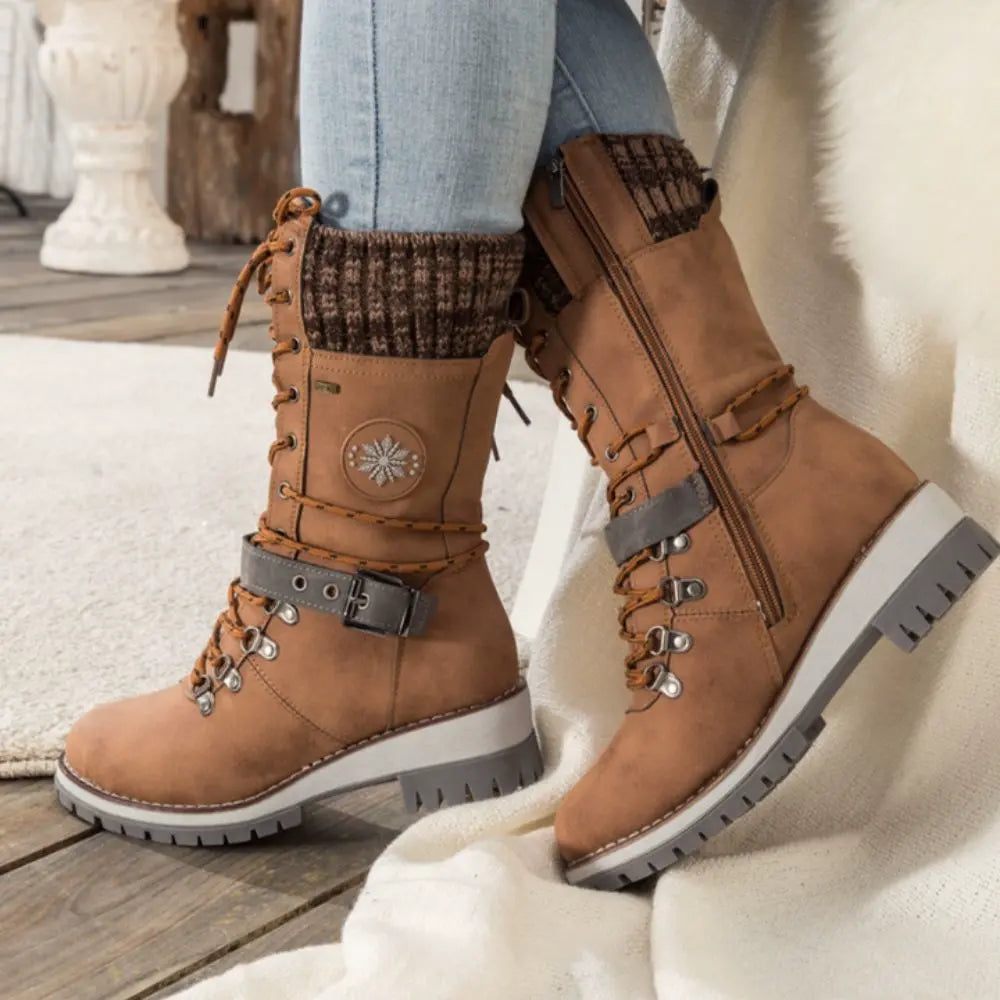 Damen Winterstiefel mit Gestrickter Manschette und Anti-Rutsch-Sohle – Warme Winterschuhe für Stil und Komfort 9