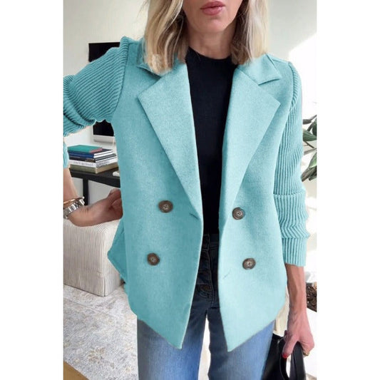 Damen Wollmantel – Tailored Fit – Zweireihig – Gerippte Ärmel – Reverskragen 0